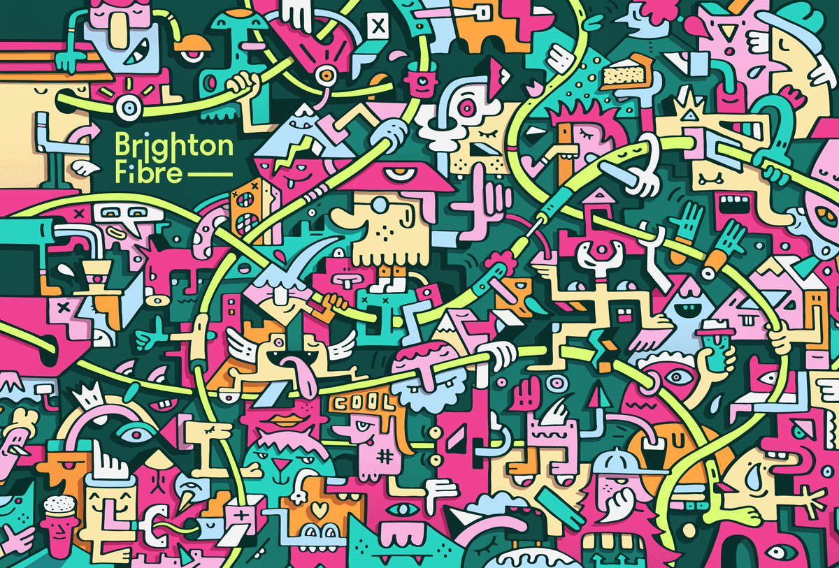 Brighton Fibre - Van - Mister Phil Brighton Illustration Colourful vinyl vehicle wrap