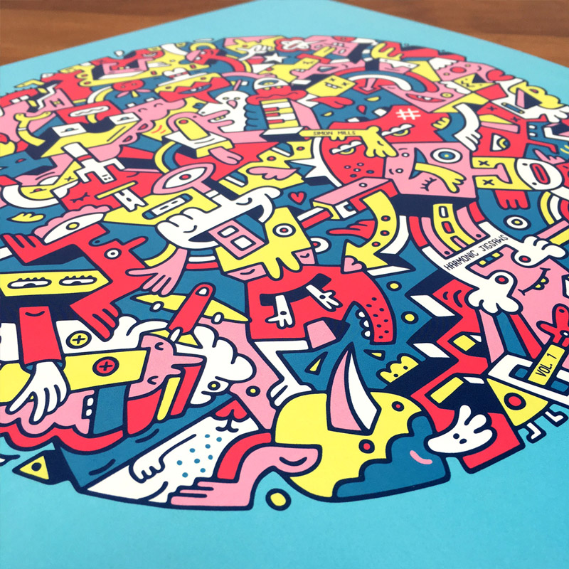 Simon Mills Harmonic Jigsaws Album Artwork Mister Phil Illustration