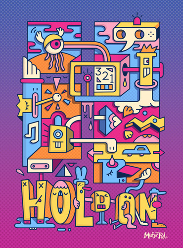 Hold On, panel art, text, colourful artwork - Mister Phil Illustration
